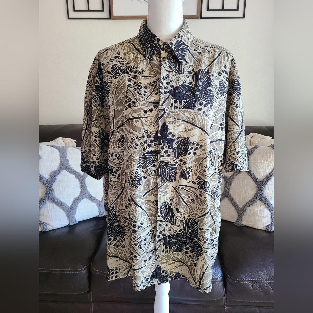 Axis LA Men’s 100%‎ Silk Tropical Hawaiian Short Sleeve Button Up Shirt Size L - Picture 2 of 11